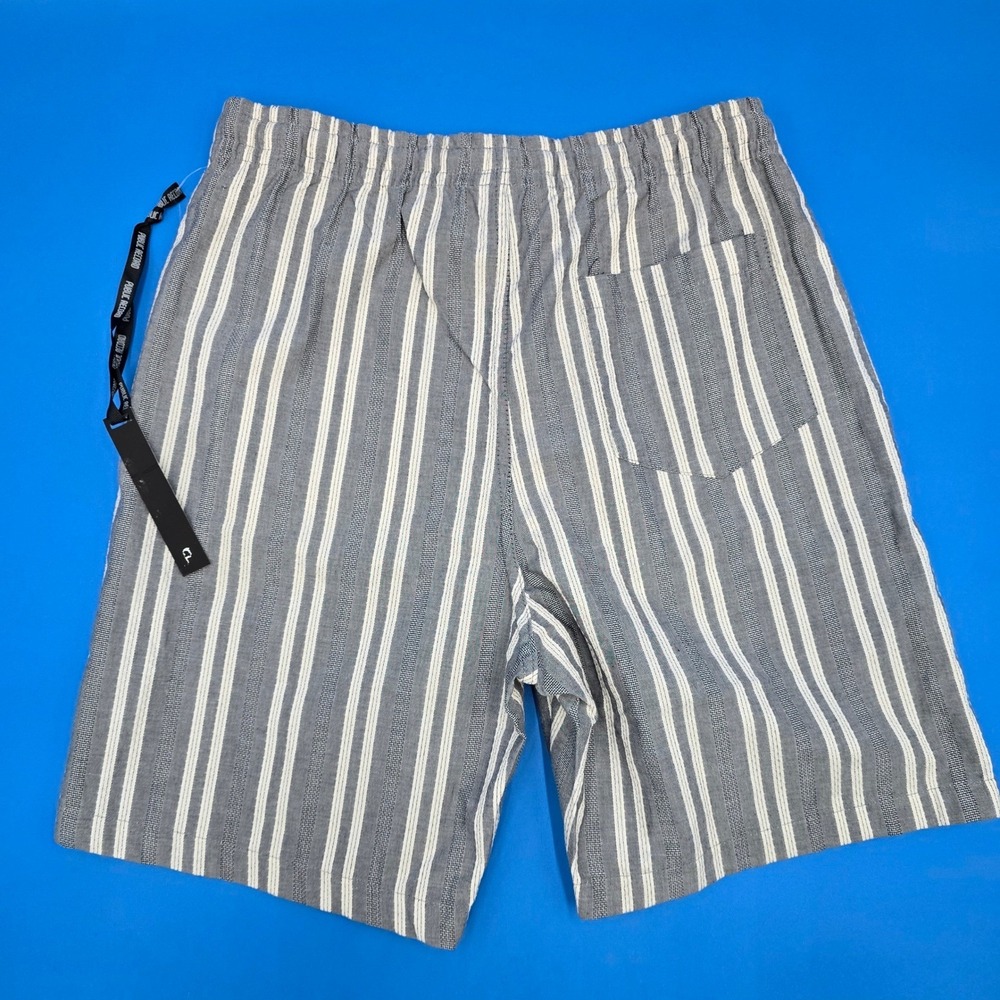 Public Record Salem Striped Textured Shorts Navy Blue White‎ Men's Medium NWT - Picture 2 of 8
